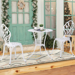 Outsunny 2 Seater Bistro Set with Umbrella Hole White - Wilko