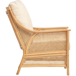 Desser Furniture Chester Natural Rattan Cotton Cream Chair - Size: 98 x 65 x 95cm - Brown - Wilko - thumbnail 5