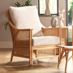 Desser Furniture Chester Natural Rattan Cotton Cream Chair - Size: 98 x 65 x 95cm - Brown - Wilko - thumbnail 7