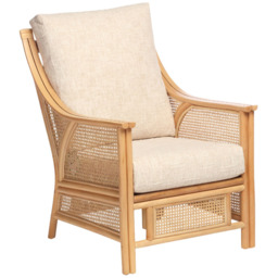 Desser Furniture Chester Natural Rattan Cotton Cream Chair - Size: 98 x 65 x 95cm - Brown - Wilko - thumbnail 3
