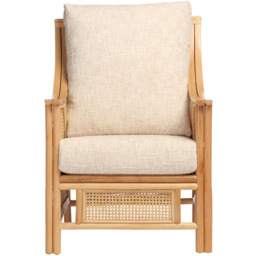 Desser Furniture Chester Natural Rattan Cotton Cream Chair - Size: 98 x 65 x 95cm - Brown - Wilko - thumbnail 4