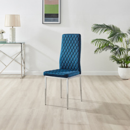 Furniturebox Copeland Valera Marble Effect 4 Seater Dining Set White Navy Chrome - Blue - Wilko - thumbnail 5