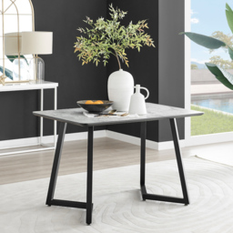 Furniturebox Copeland Valera Marble Effect 4 Seater Dining Set White Navy Chrome - Blue - Wilko - thumbnail 3