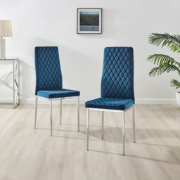 Furniturebox Copeland Valera Marble Effect 4 Seater Dining Set White Navy Chrome - Blue - Wilko - thumbnail 4