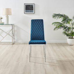 Furniturebox Copeland Valera Marble Effect 4 Seater Dining Set White Navy Chrome - Blue - Wilko - thumbnail 6