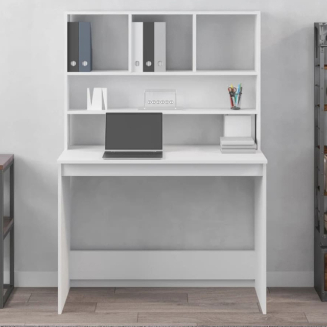 vidaXL 4 Shelf Study Desk White - Size: 148 x 102 x 45cm - Wilko - image 1