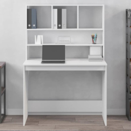 vidaXL 4 Shelf Study Desk White - Size: 148 x 102 x 45cm - Wilko - thumbnail 1