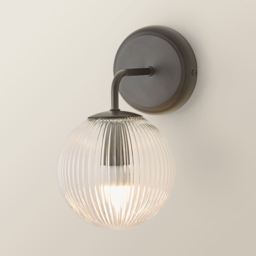 ValueLights Kempton Ribbed Globe Shade Matte Black Wall Lights with Bulbs - Size: 26 x 15 x 19cm - Wilko - thumbnail 7