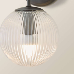 ValueLights Kempton Ribbed Globe Shade Matte Black Wall Lights with Bulbs - Size: 26 x 15 x 19cm - Wilko - thumbnail 5