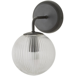 ValueLights Kempton Ribbed Globe Shade Matte Black Wall Lights with Bulbs - Size: 26 x 15 x 19cm - Wilko - thumbnail 4