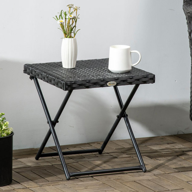 Outsunny Square Folding Rattan Table - Size: 43 x 9 x 55cm - Black - Wilko - image 1