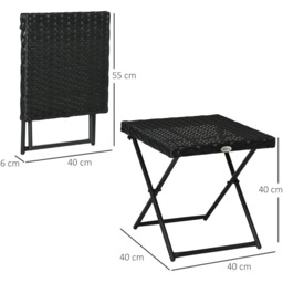 Outsunny Square Folding Rattan Table - Size: 43 x 9 x 55cm - Black - Wilko - thumbnail 6