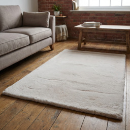 Luxe Natural Rabbit Faux Fur Rug - Wilko - thumbnail 6