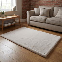 Luxe Natural Rabbit Faux Fur Rug - Wilko - thumbnail 7