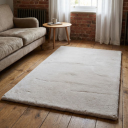 Luxe Natural Rabbit Faux Fur Rug - Wilko - thumbnail 5