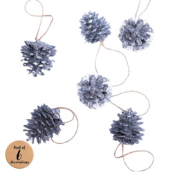 St Helens Silver Hanging Pine Cone Decoration 6 Pack - Wilko
