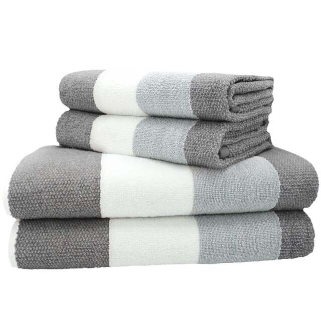 Velosso Weston Grey Strip Hand Towel Set of 2 - Wilko - image 1