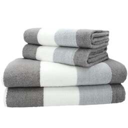 Velosso Weston Grey Strip Hand Towel Set of 2 - Wilko