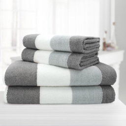 Velosso Weston Grey Strip Hand Towel Set of 2 - Wilko - thumbnail 5