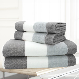 Velosso Weston Grey Strip Hand Towel Set of 2 - Wilko - thumbnail 3
