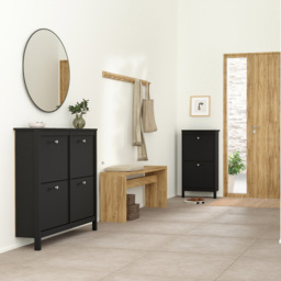 Florence Madrid 4 Flip Down Doors Matt Black Shoe Cabinet - Size: 24 x 102 x 102cm - Wilko - thumbnail 6