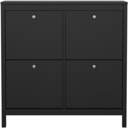 Florence Madrid 4 Flip Down Doors Matt Black Shoe Cabinet - Size: 24 x 102 x 102cm - Wilko - thumbnail 4