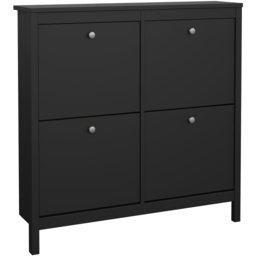 Florence Madrid 4 Flip Down Doors Matt Black Shoe Cabinet - Size: 24 x 102 x 102cm - Wilko - thumbnail 3