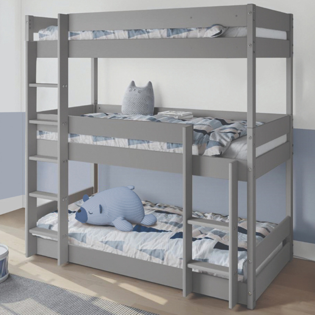 Home Detail Kennedy White Wooden Triple Bunk Bed - Size: Single - Grey - Wilko - image 1
