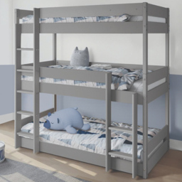 Home Detail Kennedy White Wooden Triple Bunk Bed - Size: Single - Grey - Wilko - thumbnail 1