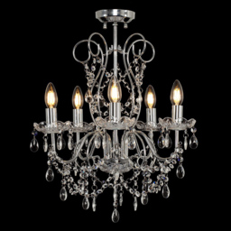 ValueLights 5 Way Crystal Droplet Chandelier - Size: 57 x 42 x 42cm - Silver - Wilko - thumbnail 7