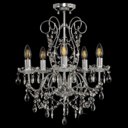 ValueLights 5 Way Crystal Droplet Chandelier - Size: 57 x 42 x 42cm - Silver - Wilko - thumbnail 6