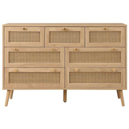Croxley 7 Drawer Oak Rattan Chest of Drawers - Brown - Birlea - Wilko - thumbnail 4