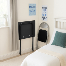 Harbour Housewares Black Wooden Foldable Desk and Chair Set - Size: 45 x 92.5 x 4.4cm - Wilko - thumbnail 5