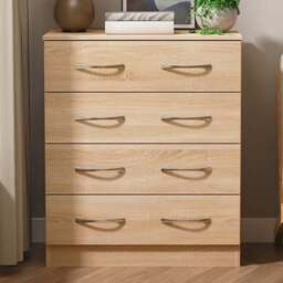 Crowndale Avon 4 Drawer Bardolino Oak Chest of Drawers Ready Assembled - Wilko - thumbnail 1