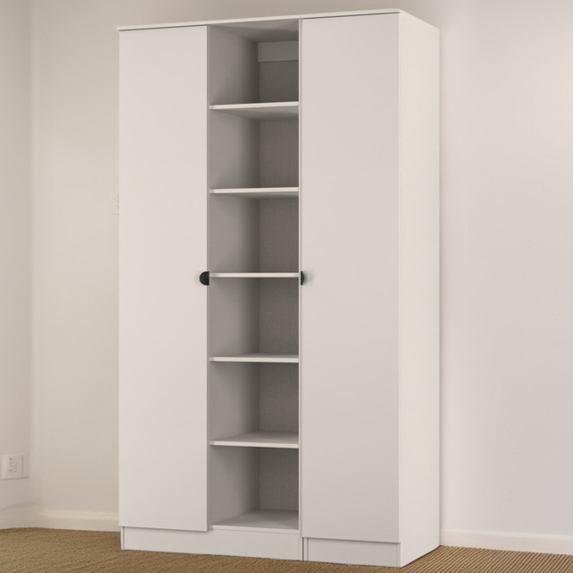 Crowndale Bora 2 Door 6 Shelf Kashmir Matt Triple Wardrobe - Cream - Wilko - image 1