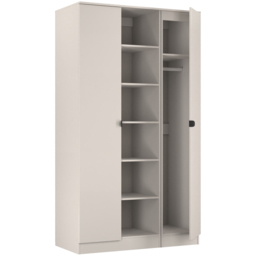 Crowndale Bora 2 Door 6 Shelf Kashmir Matt Triple Wardrobe - Cream - Wilko - thumbnail 7