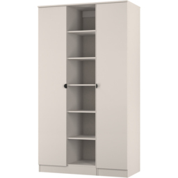 Crowndale Bora 2 Door 6 Shelf Kashmir Matt Triple Wardrobe - Cream - Wilko - thumbnail 5