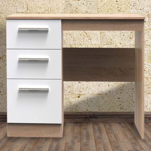 Crowndale Contrast 3 Drawer White and Bardolino Oak Vanity Ready Assembled - Size: 40 x 93 x 79cm - Brown - Wilko - image 1