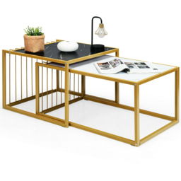 Costway Faux Marble Nest of Tables Set of 2 - Size: 89 x 58 x 15cm - Multi - Wilko - thumbnail 4