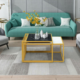 Costway Faux Marble Nest of Tables Set of 2 - Size: 89 x 58 x 15cm - Multi - Wilko - thumbnail 6