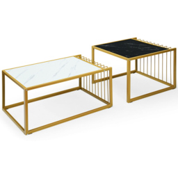 Costway Faux Marble Nest of Tables Set of 2 - Size: 89 x 58 x 15cm - Multi - Wilko - thumbnail 3