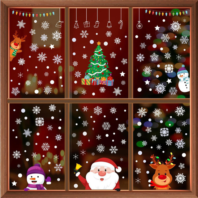Walplus Christmas Friends with Snowflakes Double-Sided Window Stickers 190 Piece - Size: 0.2 x 90 x 125cm - Red - Wilko - image 1