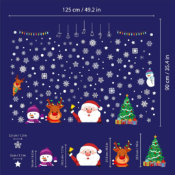 Walplus Christmas Friends with Snowflakes Double-Sided Window Stickers 190 Piece - Size: 0.2 x 90 x 125cm - Red - Wilko - thumbnail 7