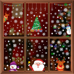 Walplus Christmas Friends with Snowflakes Double-Sided Window Stickers 190 Piece - Size: 0.2 x 90 x 125cm - Red - Wilko - thumbnail 1