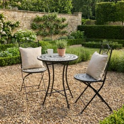 Mabel Mosaic Bistro Set - Black and White - Size: 2 Seater - Outdoor Leisure - Wilko - thumbnail 4