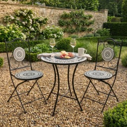Mabel Mosaic Bistro Set - Black and White - Size: 2 Seater - Outdoor Leisure - Wilko - thumbnail 6