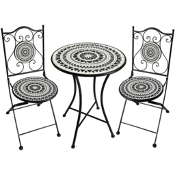 Mabel Mosaic Bistro Set - Black and White - Size: 2 Seater - Outdoor Leisure - Wilko - thumbnail 3