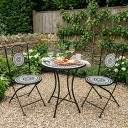 Mabel Mosaic Bistro Set - Black and White - Size: 2 Seater - Outdoor Leisure - Wilko - thumbnail 1