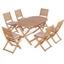 Rowlinson Ashdown 6 Seater Oval Folding Dining Set with Cushions - Brown - Wilko - thumbnail 3