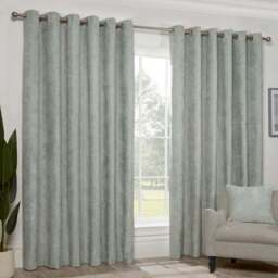 Divante Sage Alden Thermal Eyelet Curtains 183 x 168cm - Size: W 183 x D 168cm - Wilko - thumbnail 1